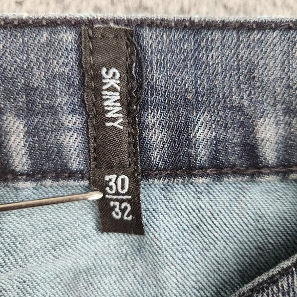 XXX Rude Jeans Men's 30x32 Blue Skinny Leg Denim Cotton Stretch Gothic Raw Wash - Picture 8 of 12